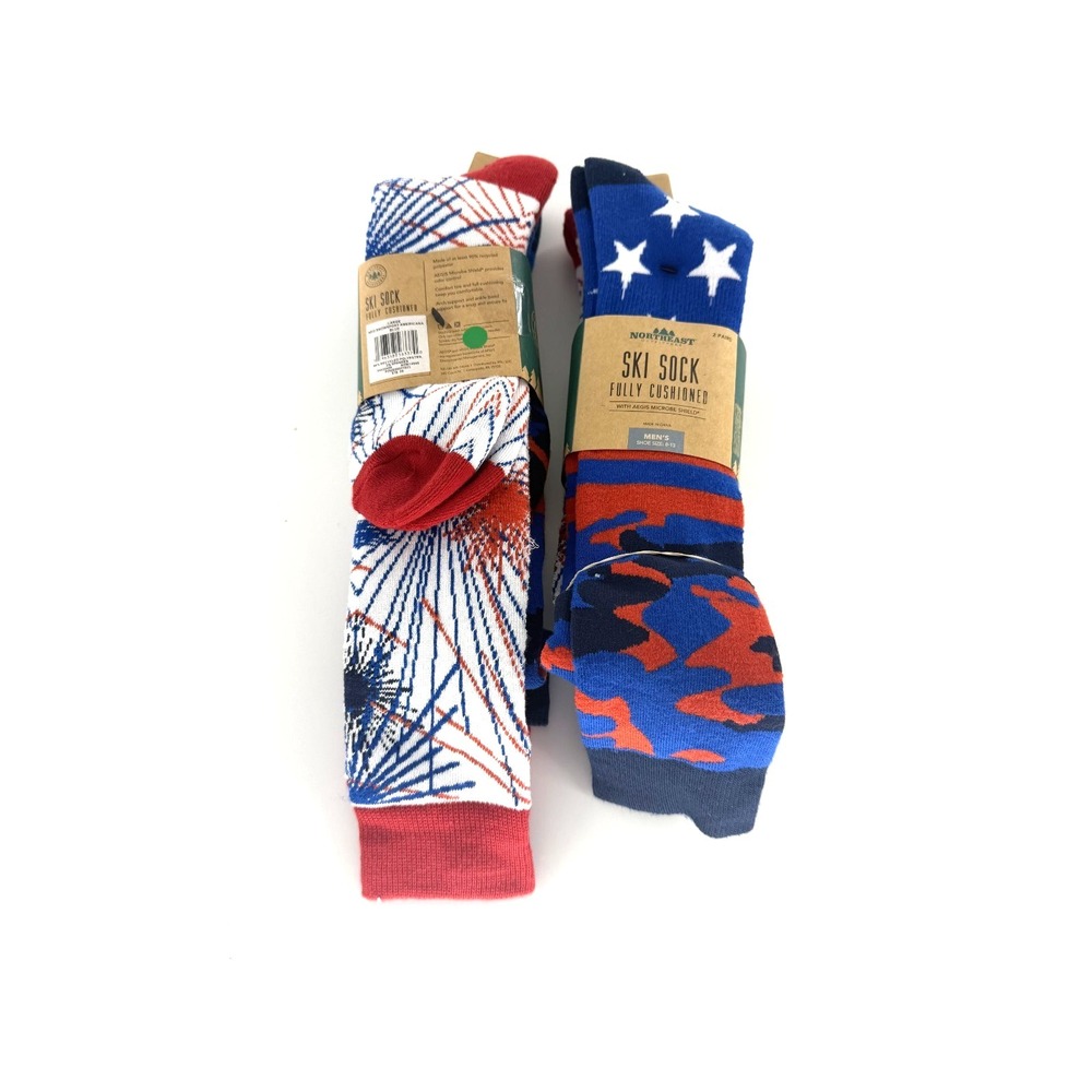 Alpine Design Mens Size L Large Neo Snowsport Americana Blue Ski Socks 4 Pairs